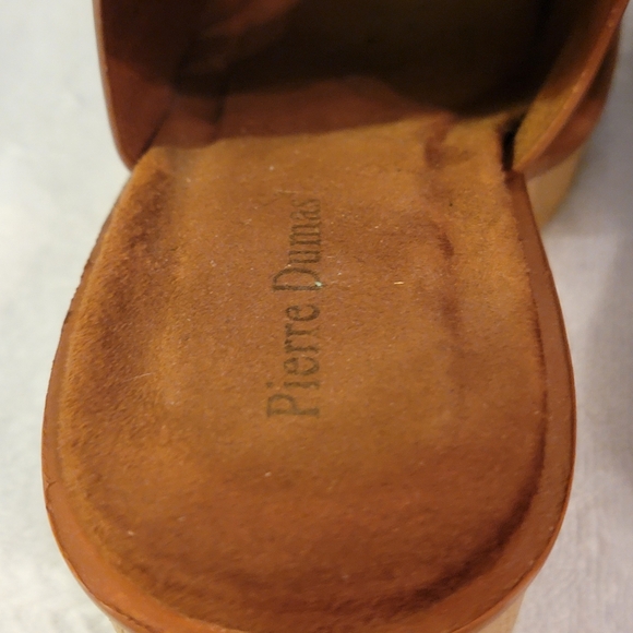 Pierre Dumas Sling Back Wedge Platform Sz 9 Brown Leather - Picture 8 of 12